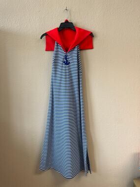 Vintage 70s handmade striped anchor halter dress size M